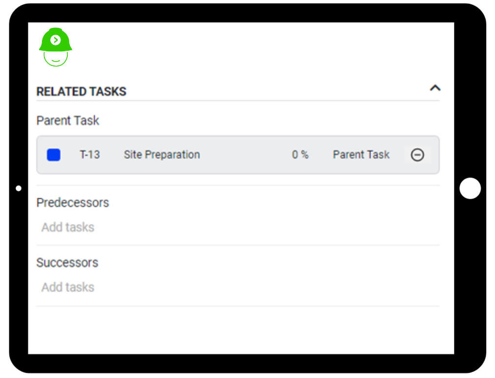 Subtask Feature Unveiled in Site Task - Tablet Version